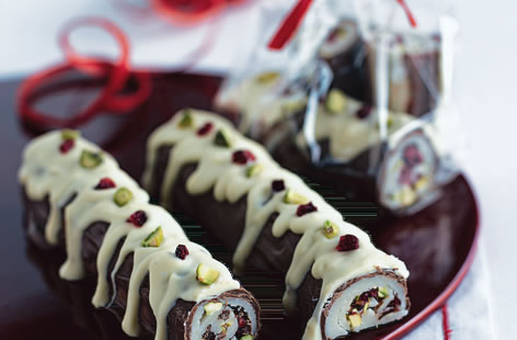 A super easy idea for an edible Christmas gift, these marzipan logs are delicious and really quick to make, too.